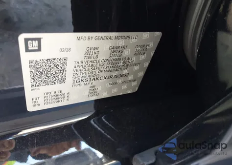 2018 GMC Yukon Sle из США, поврежденный, VIN 1GKS1AKCXJR303632